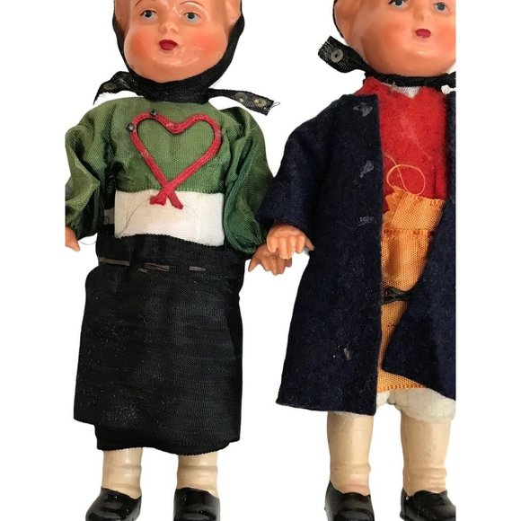 Erich Dittman Edi Germany Set of 2 Celluloid Dolls 7" Girl Boy Vintage 1950s - Picture 4 of 10